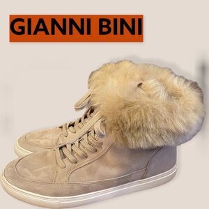 Gianni Bini Suede Leather Furry Sneakers 9
